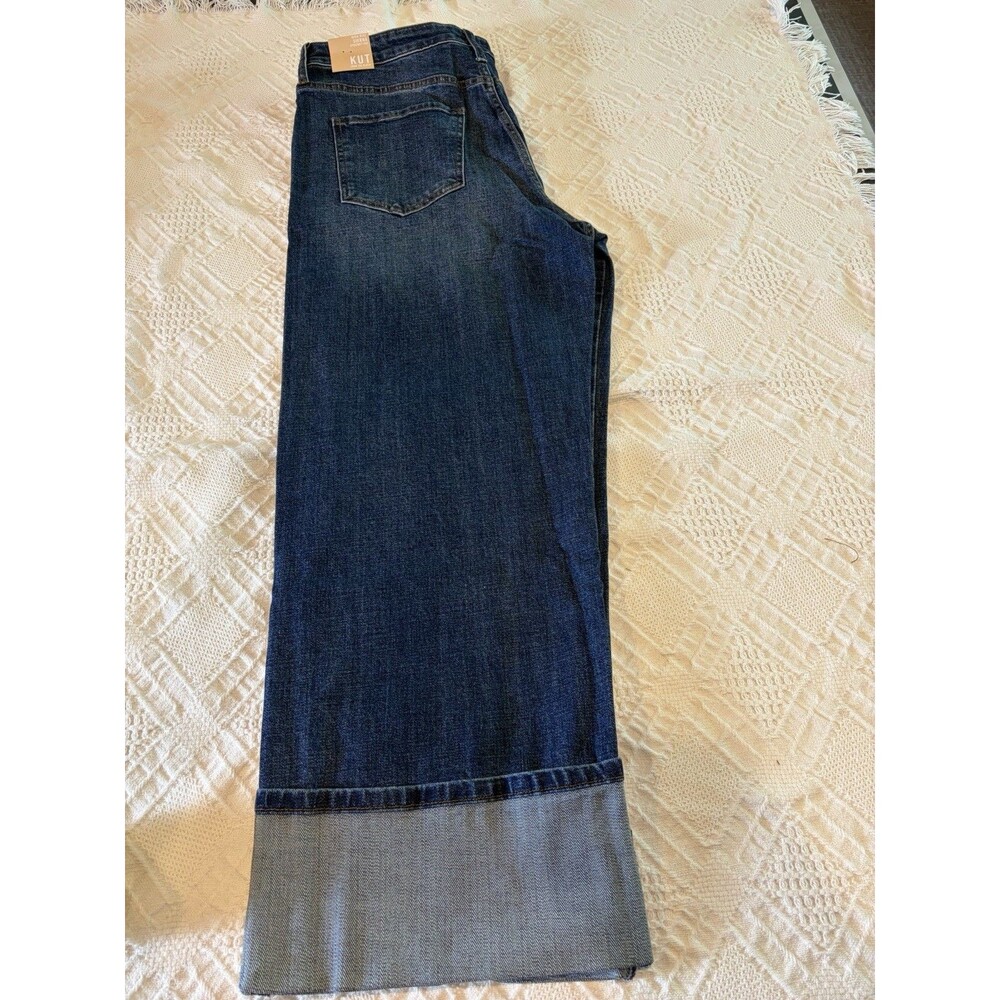 KUT from the Kloth Wide-Leg Jeans Sz 10 Mid Rise Cuffed #festival #rodeo - Picture 6 of 7
